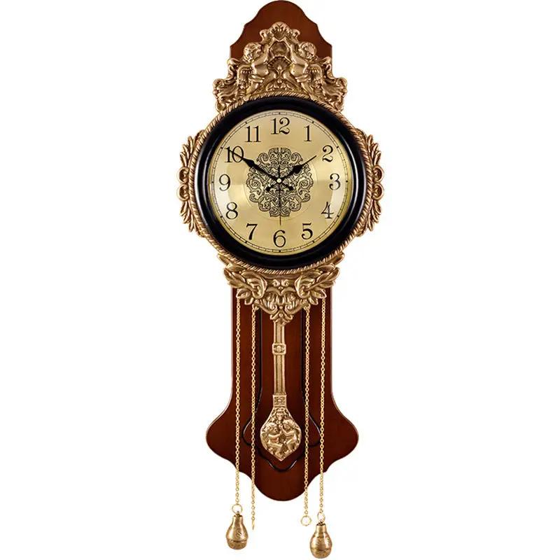 Luxury Silent Wall Clock Pendulum Wood Vintage Large Living Room Clock Art Decor Digital Clock Elegant Watch Modern Unusual