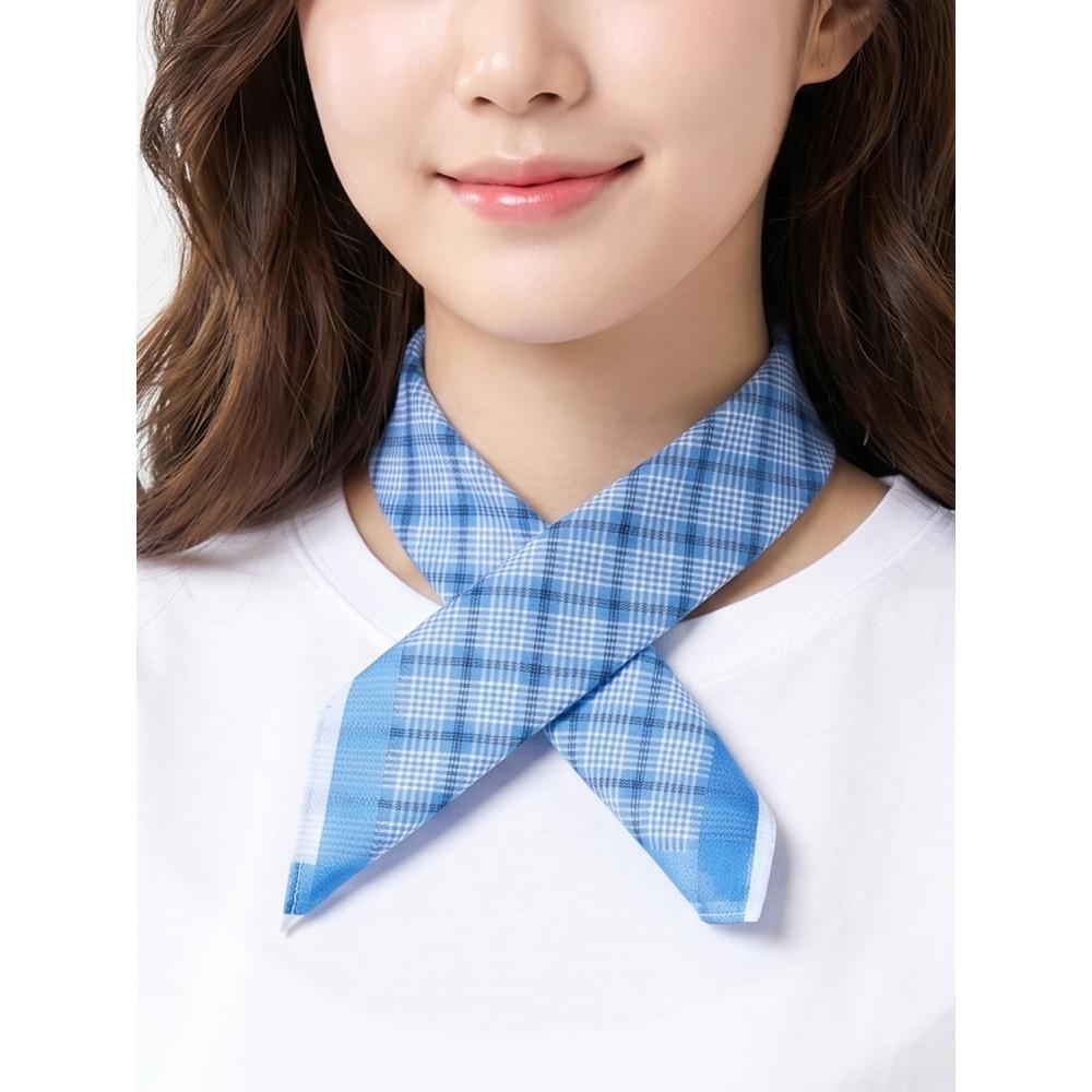 Daiso Lattice Check Cotton Handkerchief 40 X 40 Cm Blue