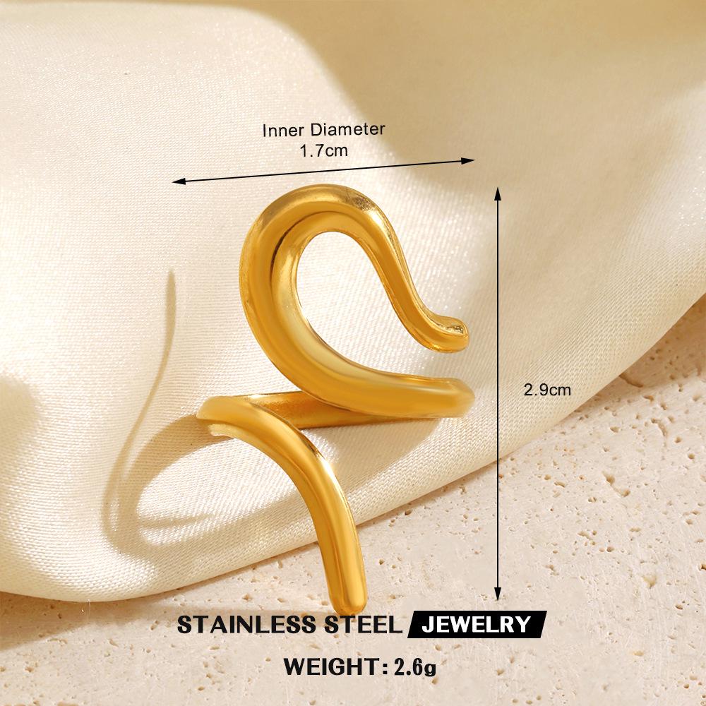 Stainless Steel Heart-Shaped Open Ring for Women - European & American Hip-Hop Style