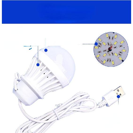 1PC Nouzové čtení za studena 5W přenosné světlo lampy USB kuličková žárovka noční LED