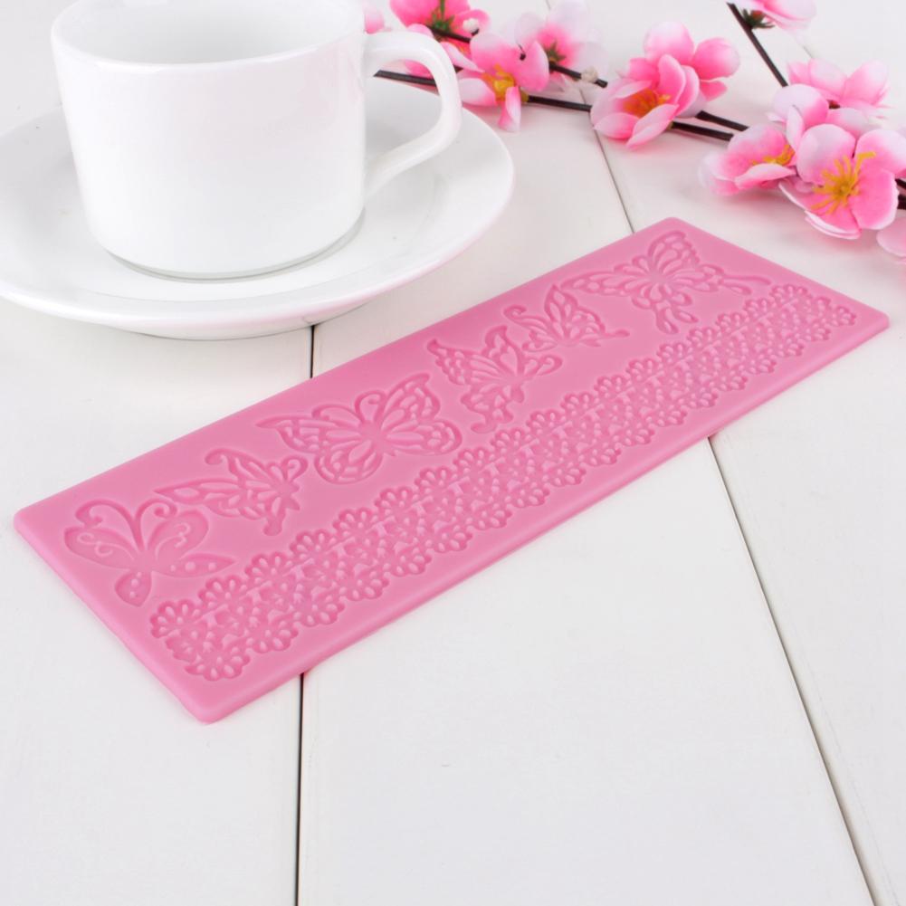 Spitzenmatte Fondant Kuchen Spitzenform Kuchen Dekor Liefert Silikon Prägematte Rosa