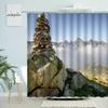 Zen Landscape Shower Curtain Natural Scenery Bathroom Decor Stone Rock Waterfall Beach Boho Polyester Screen With Hooks Washable
