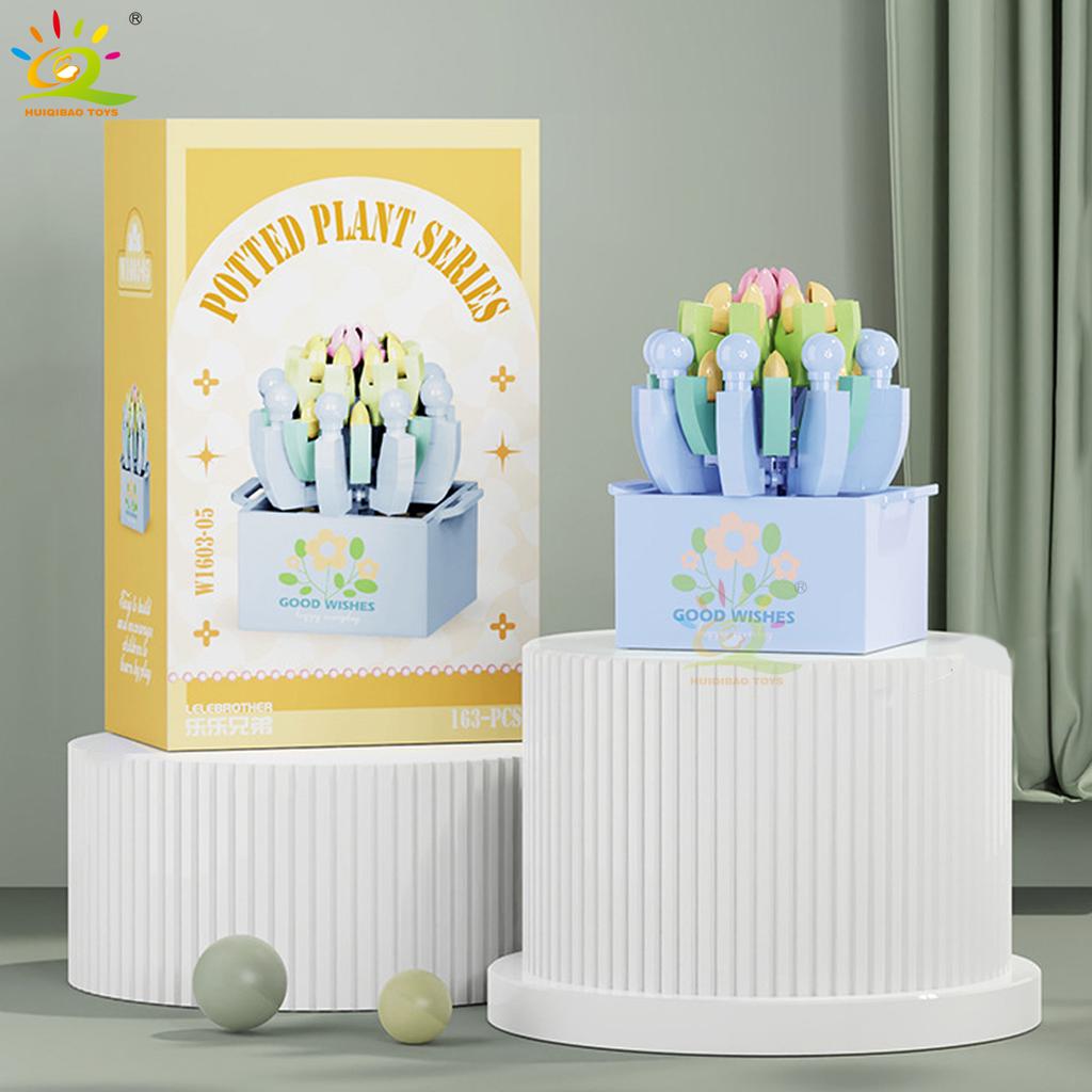 MOC Blume Sukkulente Topfpflanze Modellbaustein DIY Ewiger Strauß Zuhause Schreibtisch Pflanzen Dekoration Ziegel Mädchen Geschenk Kinderspielzeug