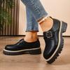 Duży Rozmiar Jesienne Damskie Mokasyny na Grubej Podeszwie Styl Brytyjski Gruba Podeszwa Odporne na Ścieranie Codzienne Skórzane Buty Zapatos De Mujer
