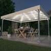 Gazebo - vidaXL - 4x3 M - Cream - Aluminium - Solar LED String Lights