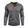 Fall Spring Men Shirt Buttoned Stand Collar Color Matching Pullover Slim Fit Mid Length Casual Daily