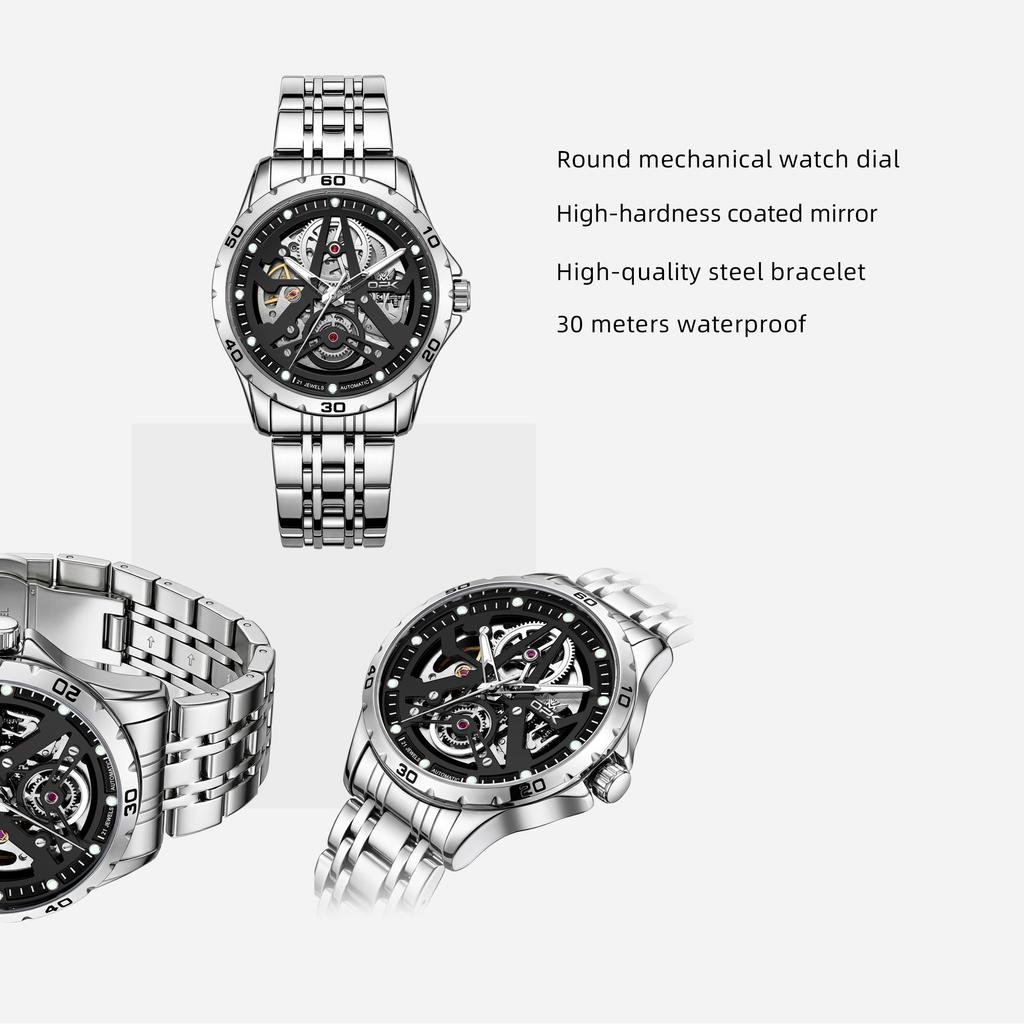 OPK 6110 Men's Mechanical Watches Classic Fashion Hollowed Dial Luminous Waterproof Man Business Wristwatch New