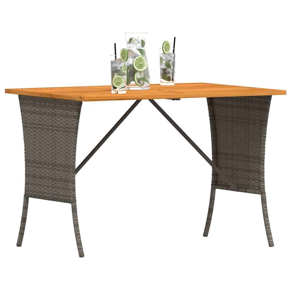 Garden Table with Acacia Wood Top Gray 105x75x72 cm Poly Rattan