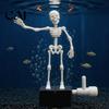 Accessori per Acquario Horror Halloween Scheletro Danzante, Scheletro Articolato Mobile Azionato da Bolle, Ornamento Pompa Aria Teschio Oscillante Realistico