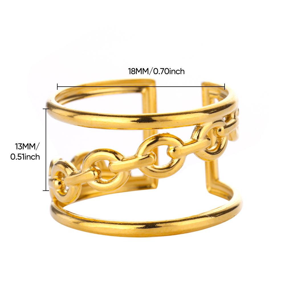 Vintage Textured Multi Layer Rings for Women Stainless Steel Gold Color Adjustable Wedding Ring Aesthetic Waterproof Jewelry