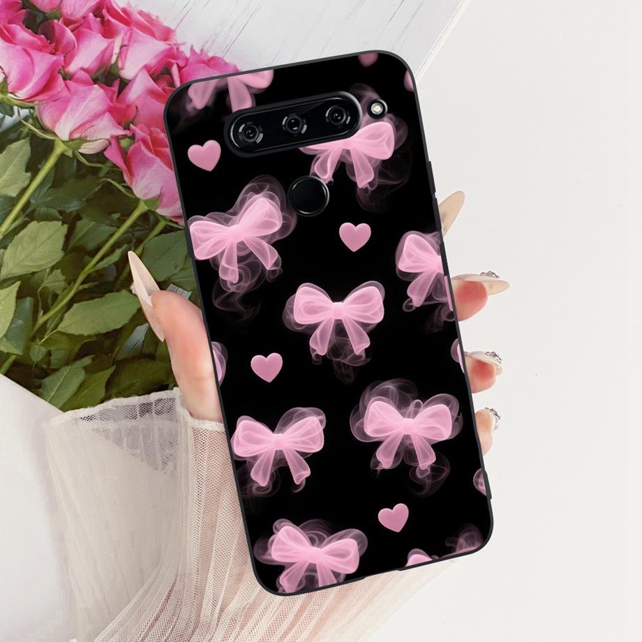 Für LG V40 V50s V35 ThinQ LG V8X ThinQ V30 2017 Handyhülle Weicher TPU-Stoßfänger Rückseite Coole Cartoon-Luxus-Schmetterlingsblume Funda