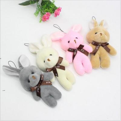 Bonito laço coelho brinquedo presente de natal pelúcia animal boneca para meninas & meninos & crianças 12 cm presente de feriado
