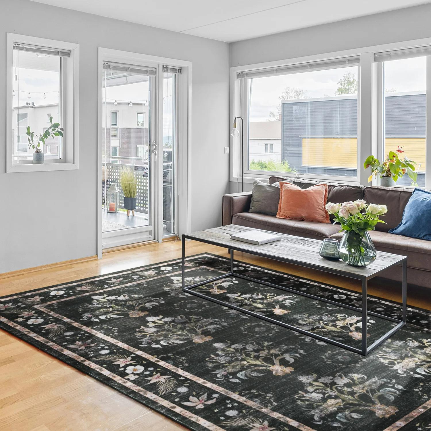 

Ковер для гостиной, Винтажный ковер для столовой, Напольный ковер с нескользящей основой, Ковры с цветочным узором, Мягкий ковер с низким ворсом для офиса Flannel 40x60cm