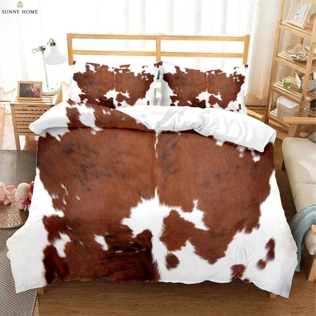 Animal Texture Leopard 3D Printed Quilt Cover Bedding Set Polyester Machine Washable Quilt Cover Pillowcase Three-piece Set