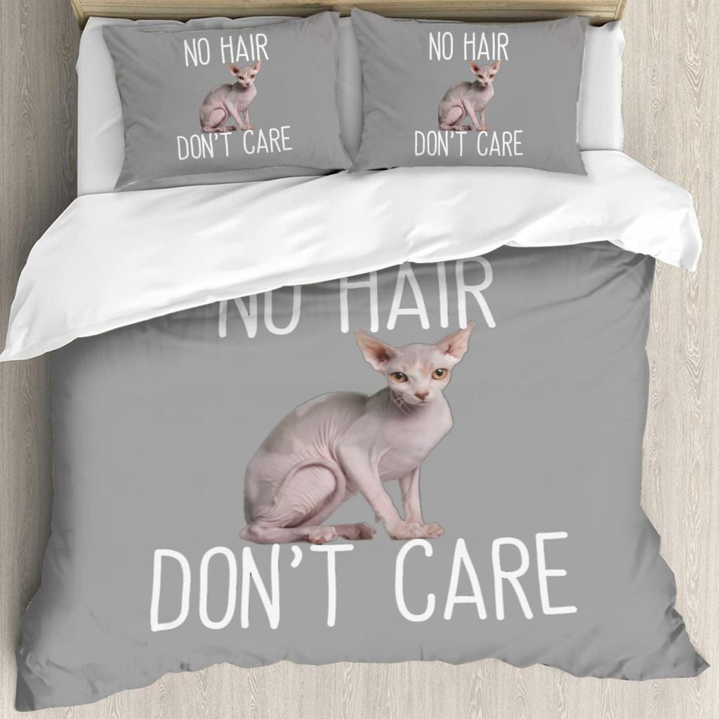 Sphynx Cat King Queen Duvet Cover Lovely Pet Kitty Bedding Set For Kids Teens Adults Animal Grey 2/3pcs Polyester Quilt Cover