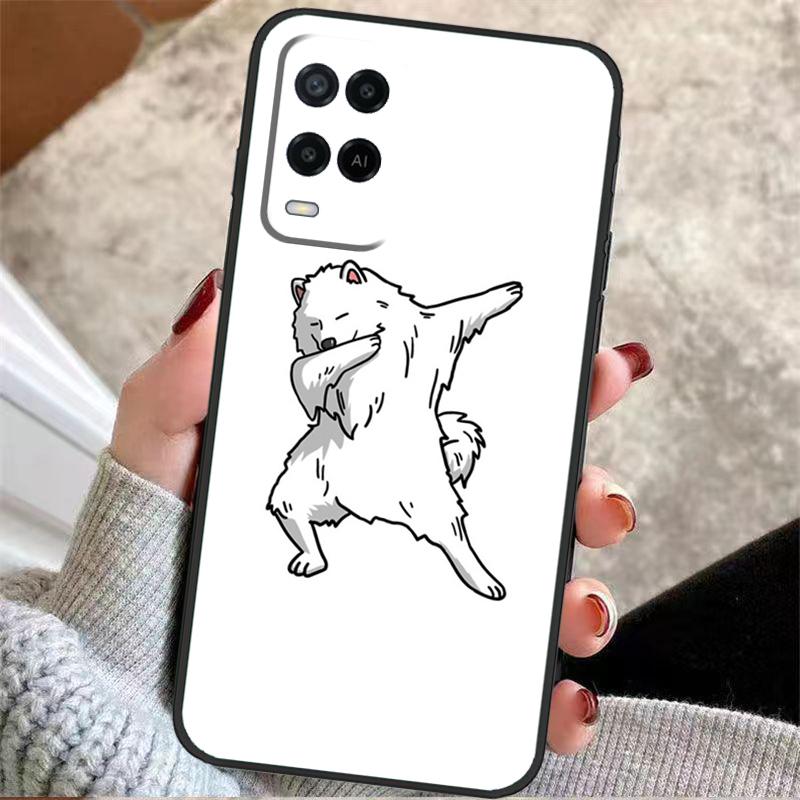 Cartoon Samoyed Dog Case For Oppo A40 A16 A76 A96 A60 A98 A58 A78 A18 A38 A80 A77 A57 A17 A74 A54 A94 A15 A5 Pro