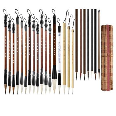 24Pcs Chinese Calligraphy Brush Sumi Writing Brush for Beginner Chinese Calligraphy Practice Landscape Inks Painting