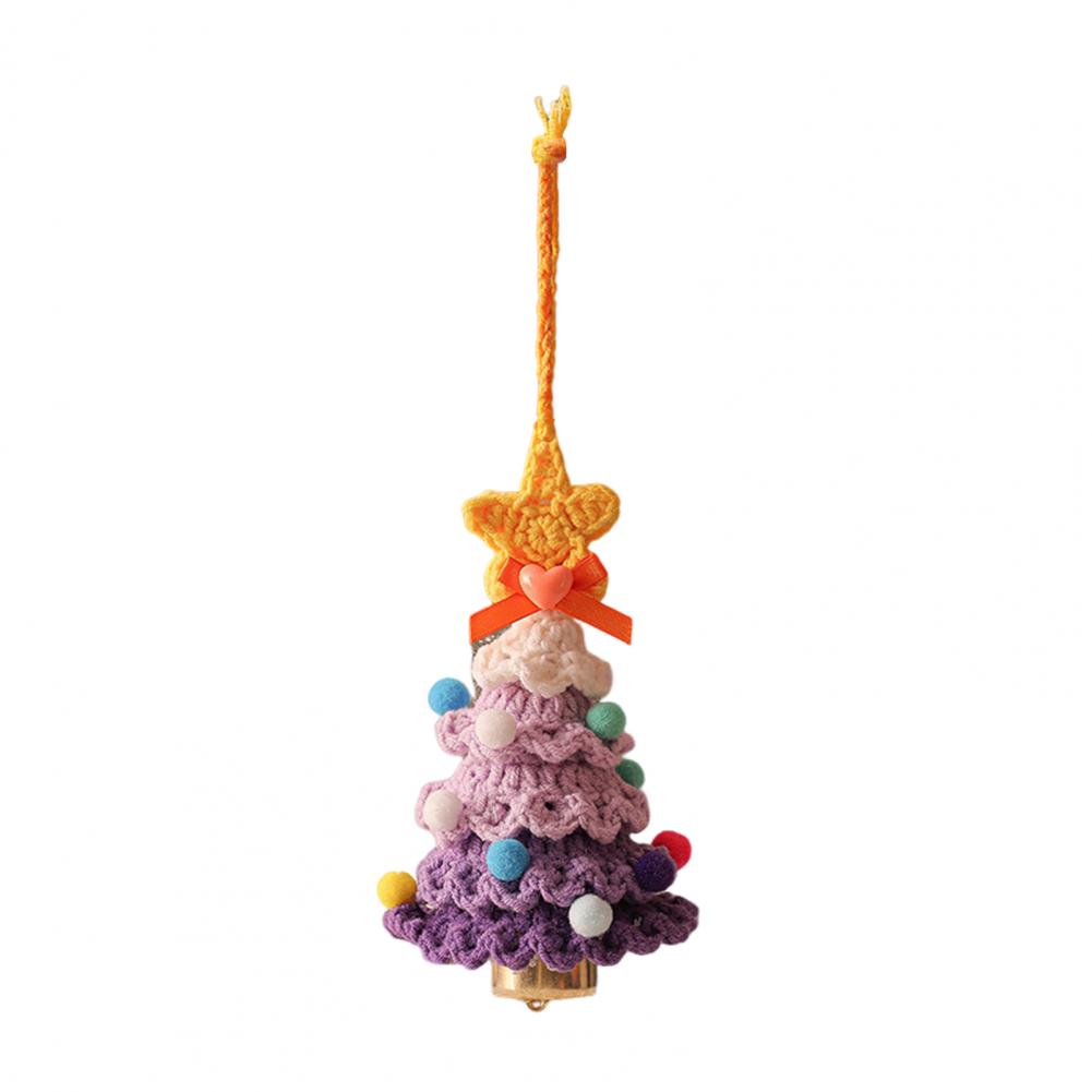 Feiertags-Partydeko Dekorativer Baum Hängeanhänger Festliche Gestrickte Weihnachtsbaum-Ornamente mit Goldener Klingelglocke für Feiertage