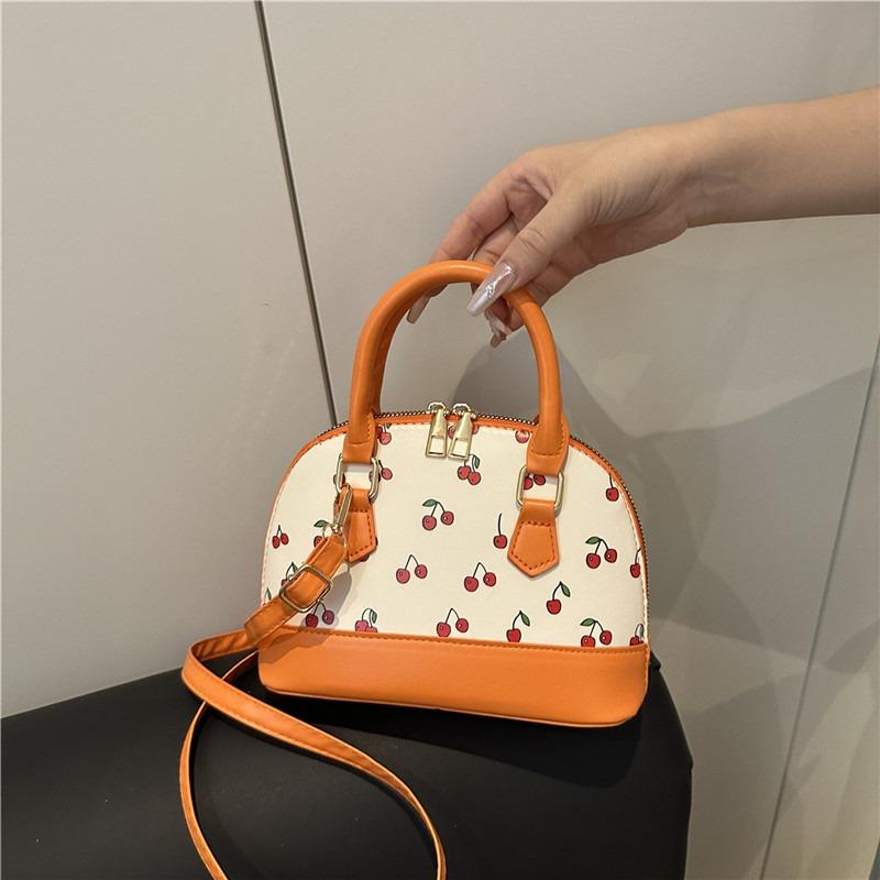 Einfache und süße bedruckte Tasche Umhängetasche Damen neue vielseitige kleine Kirsch-Schulter-Achseltasche Handtasche nv