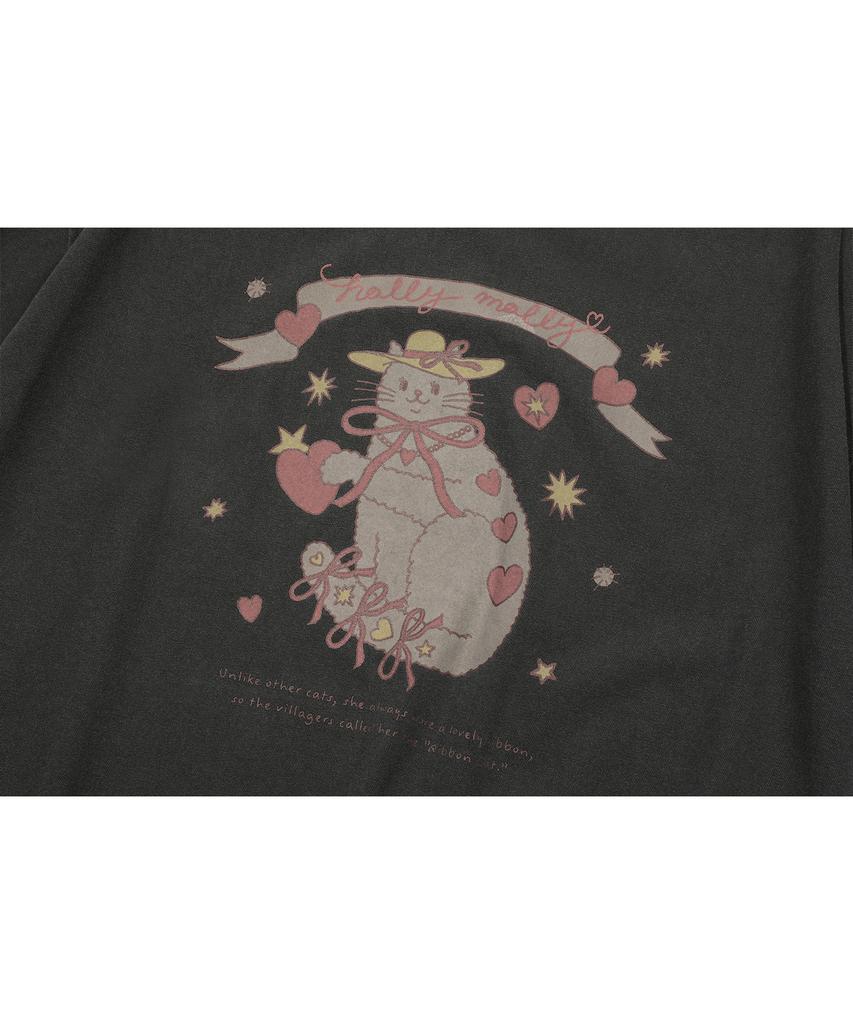 CPGN STUDIO Cat'S Ribbon Pigment Short Sleeve T-Shirt Smoke Black