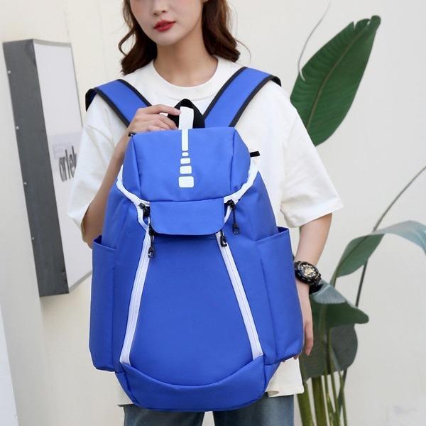 Large Capacity Basketball Bag Student Men'S And Women'S Backpack Fashion Oxford Cloth Backpack Sports Fitness Contrast Color Backpack