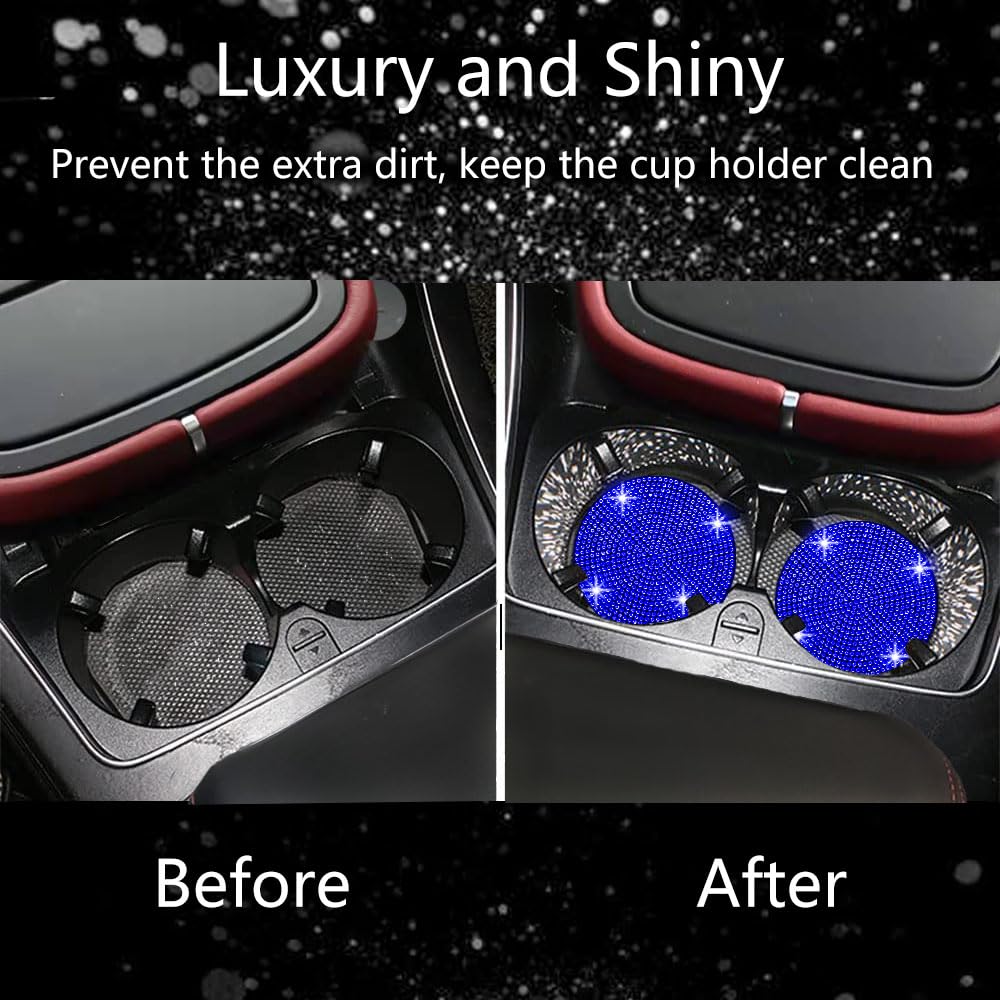 2 Stück Bling Auto Getränkehalter Untersetzer, 2,75" Rutschfest Stoßfest Universell Mode Auto Untersetzer