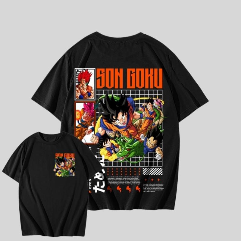 

Dragon Ball Z Son Goku Doublesided Graphic TShirt Anime Streetwear Cotton Tee for Men Kids Casual Short Sleeve Top S