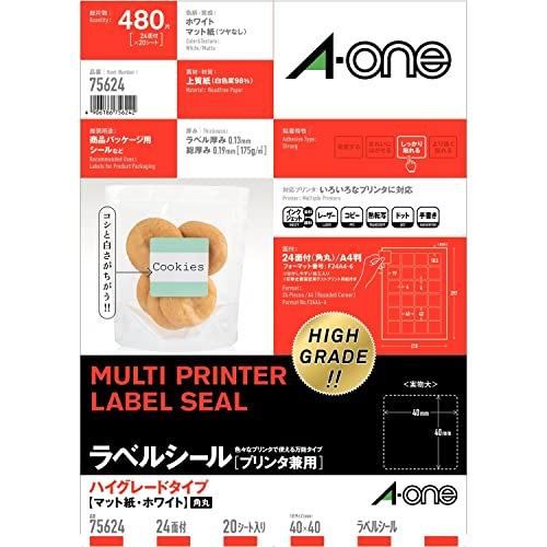 A-One Label Sticker High Grade Square Rounded Corners 24 Sides 20 Sheets 75624