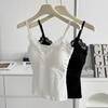 Elegant White V-Neck Lace Camisole with Chest Pad for Women