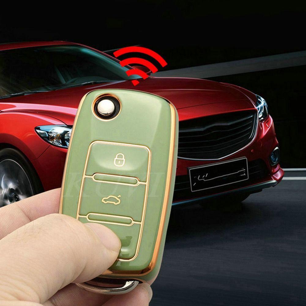Remote Key Case Soft TPU Shell Cover For VW Volkswagen Polo Golf Passat Beetle Caddy Tiguan Skoda Octavia Kodiaq Car Accessories