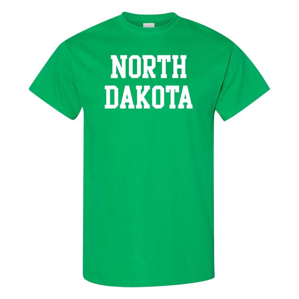 North Dakota Fighting Hawks Basic Block Short Sleeve Unisex Shirt - Irish Green