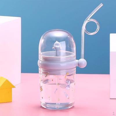 Bottle with Straw Drinking Cup, Suction Reusable Glasses, Infant Cartoon for Kids