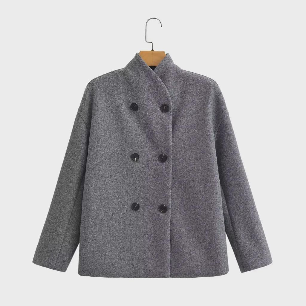 2024 Autumn/Winter Women's Two-Tone Wool Coat: European & American Street Fashion