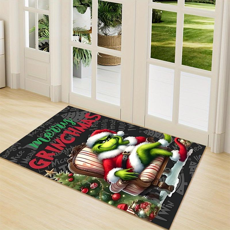 Grinch Christmas Celebration Carpet Rug Soft Washable Antislip Home Living Room Sofa Mats Personalized Christmas Rug