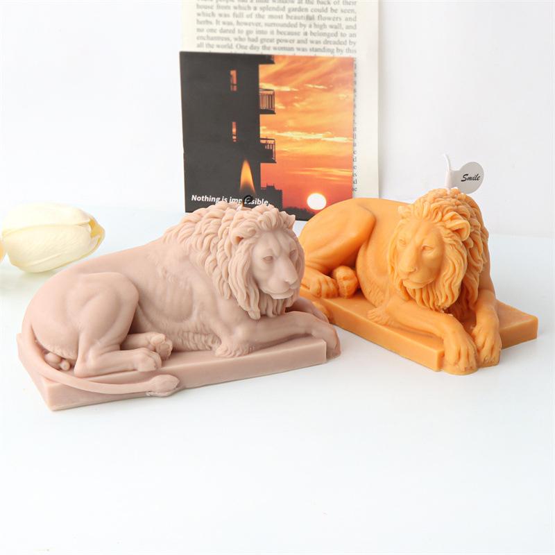 Niedliche Löwe Silikon Kerzenform 3D Sitzender König der Tiere Tier Seife Paste Harz Zement Gussform DIY Schokolade Eis Backwerkzeug