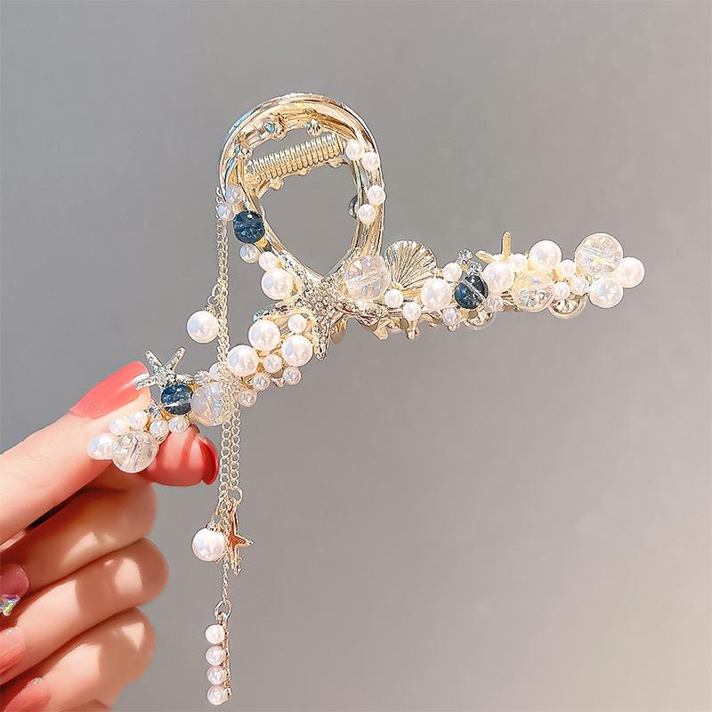 Pearl Tassel Hair Clip Starfish Hairpin Hair Claw  Shark Clip Jewelry