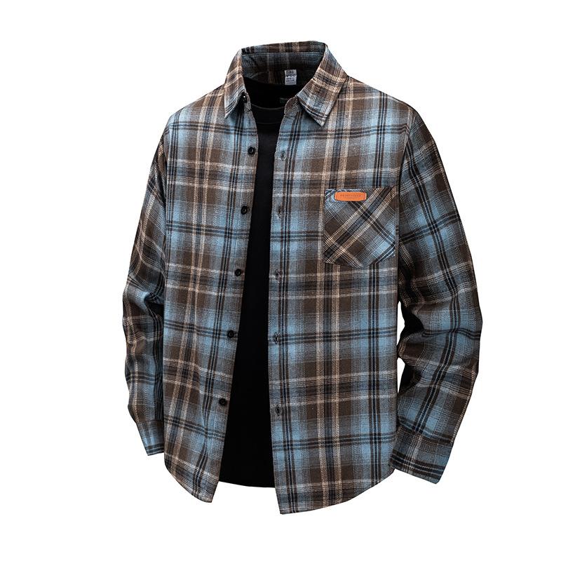 

Клетчатая рубашка мужская с длинным рукавом весенне-летняя большого размера красивая свободная рубашка американская повседневная рубашка 10XL синий