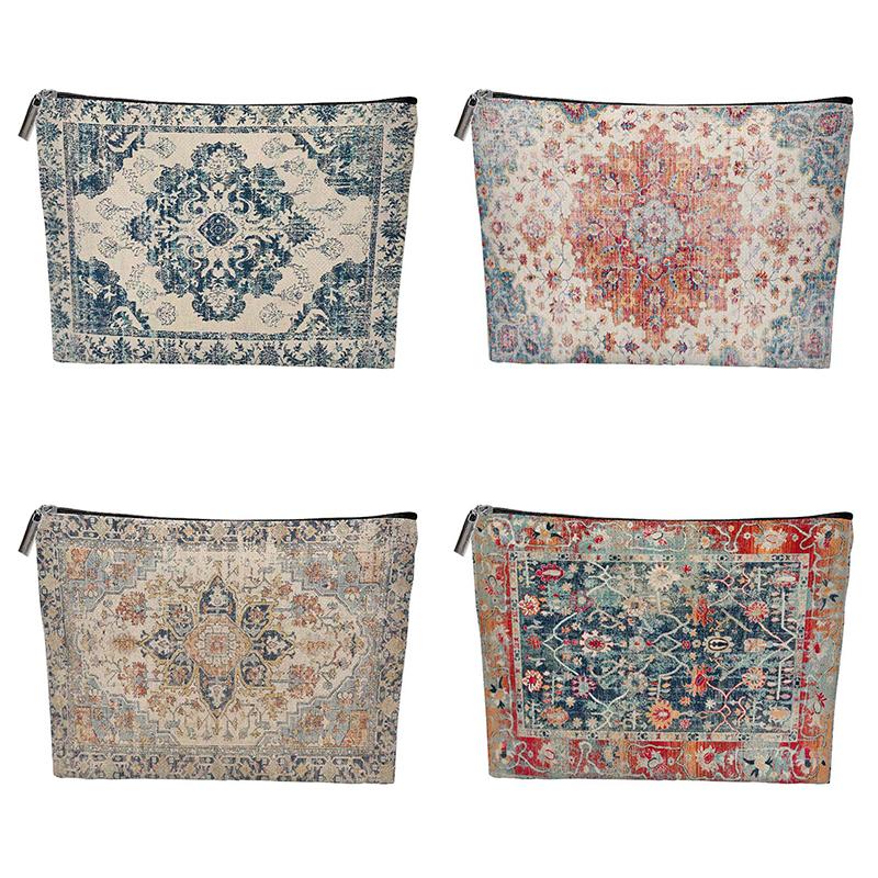 Boho Ethnic Style Cosmetic Bag Portable Multifunctional Storage Bag Travel Toiletry Bag Large Capacity Makeup Pouch For Girls