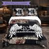 Rammstein Customized Name Text Bedding Set, 1 Duvet Cover & 2 Pillowcases Personalized Bedroom Gift