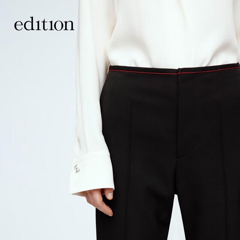 Edition 2024 Winter Red Embroidered Straight-Leg Wool Suit Pants