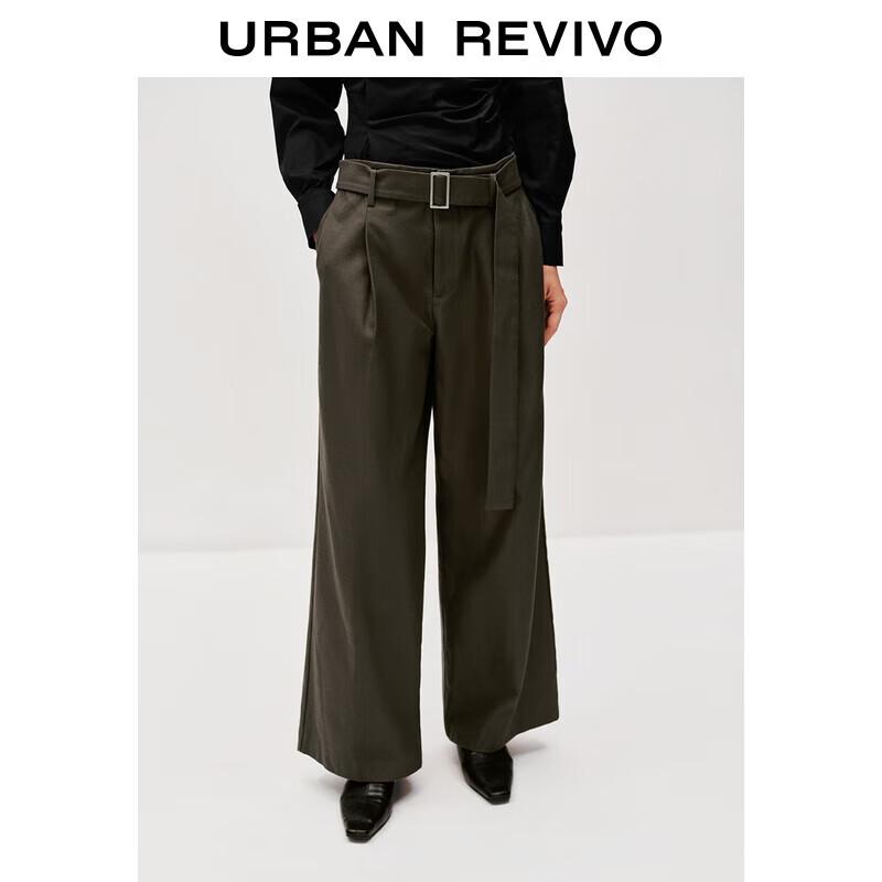 UR 2025 Autumn Belted Cotton Wide-Leg Pants