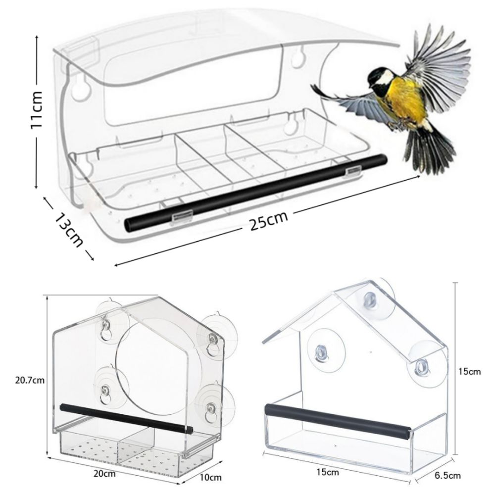 Tool-Free Bird Feeding Bowl Dual Seed Tray Wild Birdfeeder New Window Bird Feeder Bird Viewing