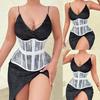 Waist Lace and Floral Trainer Women Corset Cincher Body Shaper Girdle Trimmer with Plastic Bones Extender Waist Decors
