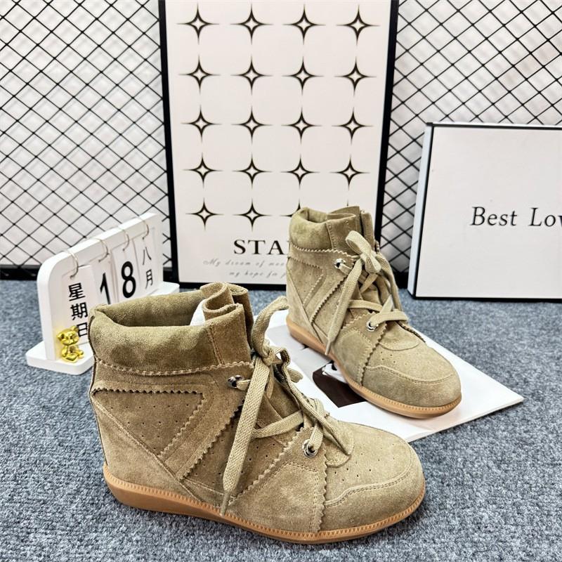 Womens Winter High Top Leather Sneakers Inner Height Increasing Casual Fashion Ankle Boots