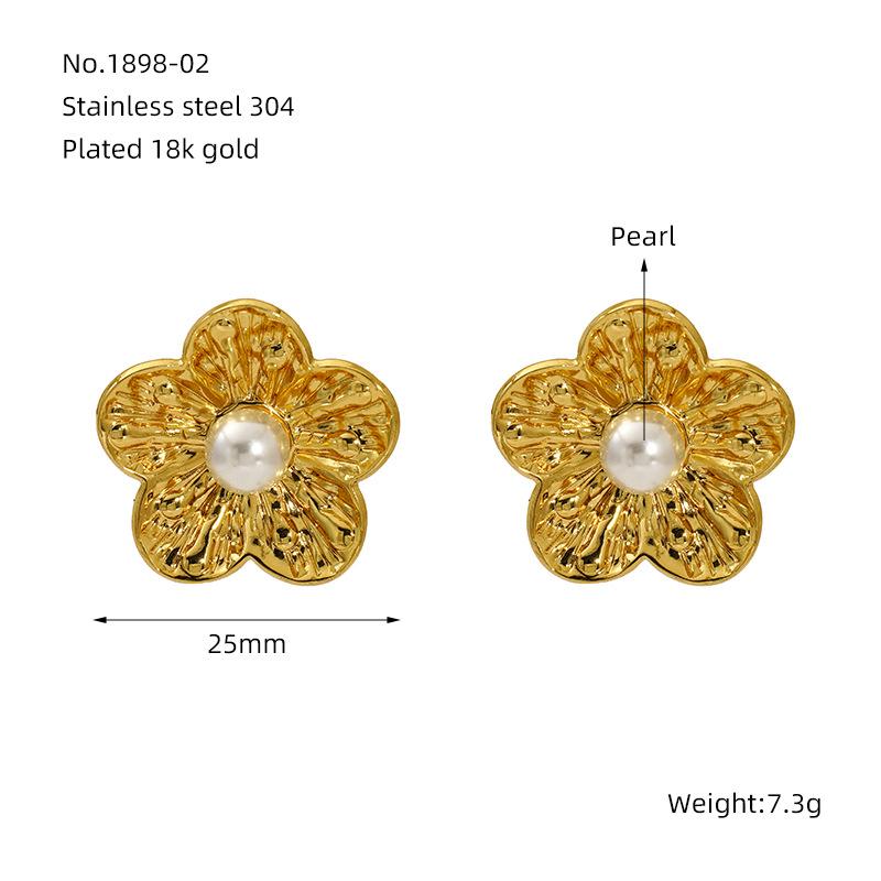 2026 Pearl Earrings Women's Versatile High-end Temperament Fashion Flower Stud Earrings Jewelry
