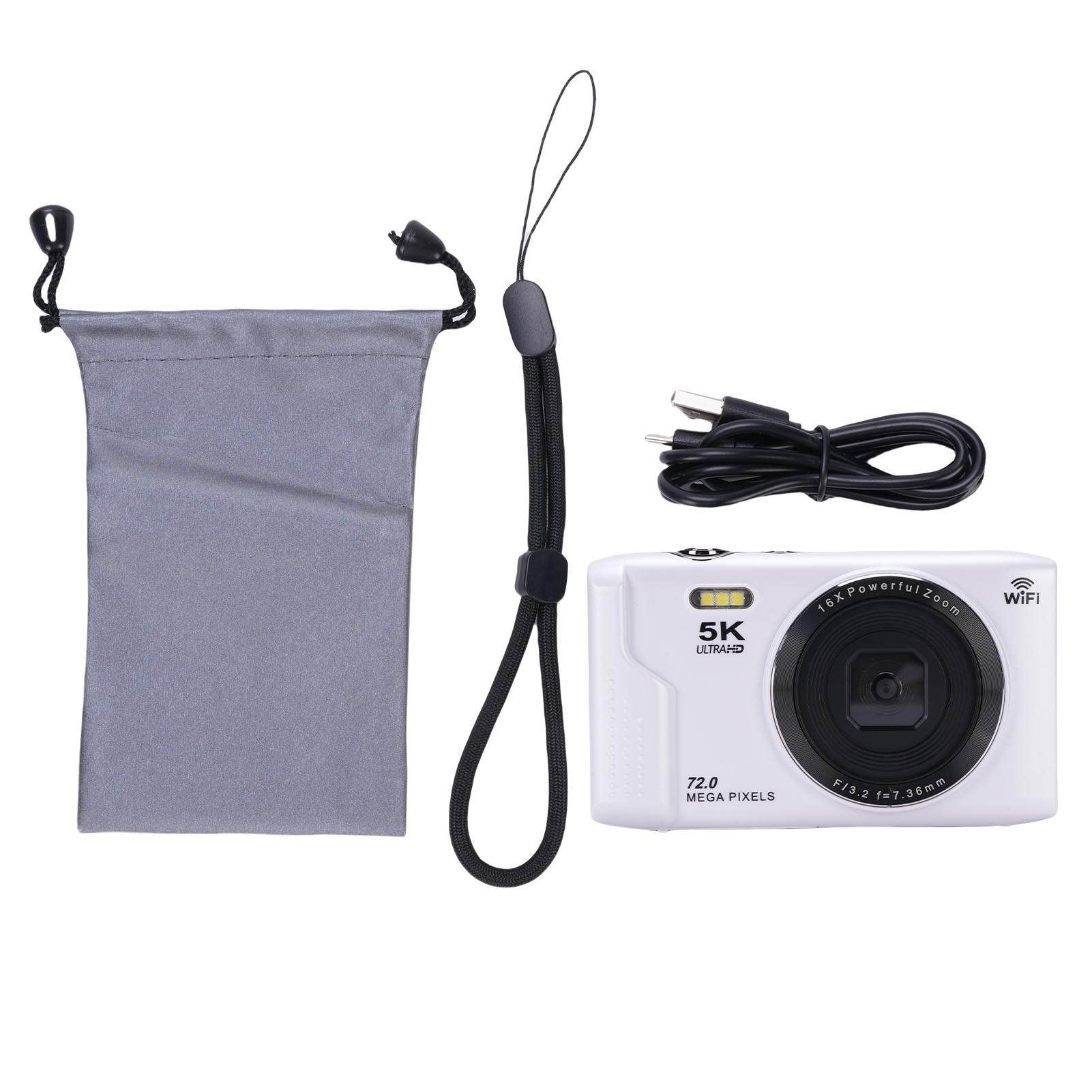 

5K Digital Camera 72MP 16X Zoom 2.8 Inch LCD Screen AF Autofocus with Flash Light WiFi Camera for чорний