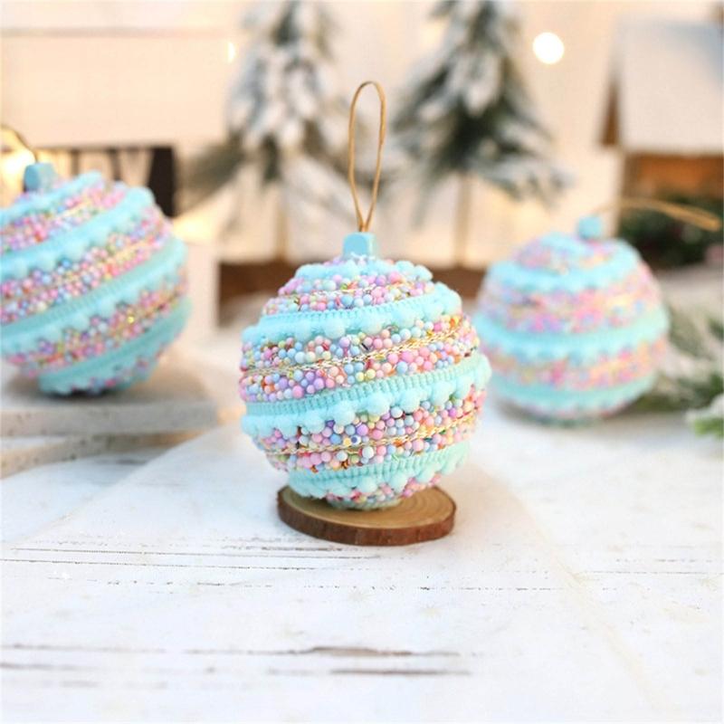 Packung mit 3 weichen Schaumstoffkugeln in Macaron-Farben, Schaumstoff-Weihnachtsbaumschmuck, tragbar und langlebig für Festival-Heimdekorationen