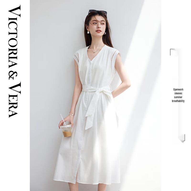 

VICTORIA&VERA Women s V-Neck Sleeveless A-Line Midi Dress L