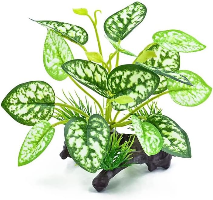 2pcs Reptile Artificial Plants, Terrarium Plants Decorations Supplies, Aquarium Fish Tank Plant, Amphibian Habitat Hideout Tank Accessories