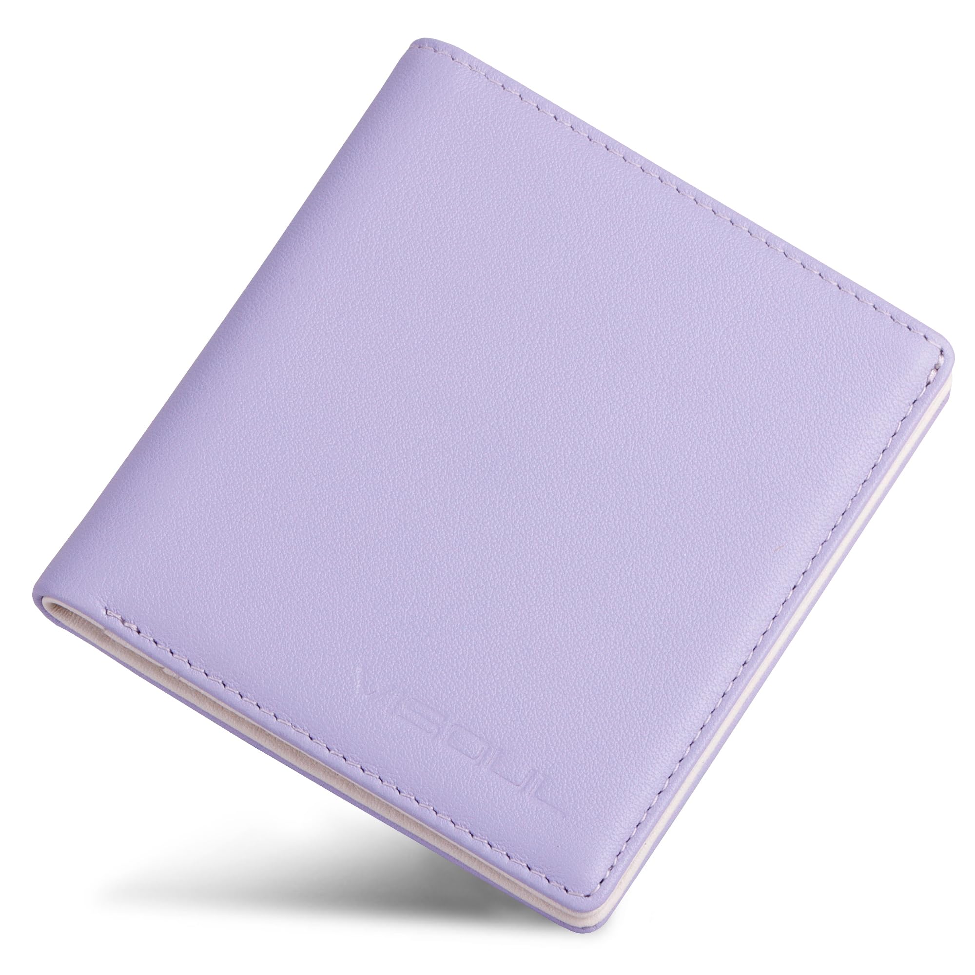 VISOUL Женский мини-кошелек из натуральной кожи, складной пополам, компактный, двухцветный дизайн, вмещает сложенные купюры, компактный, маленький кошелек, простой дизайн (Фиолетово-белый)